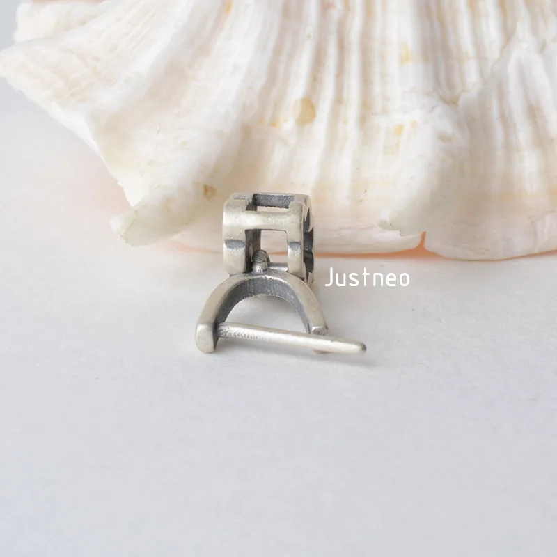 Solid 925 sterling silver Cloud pendant clasp connector, Thai Silver pinch bail for necklace & pendant silver jewelry