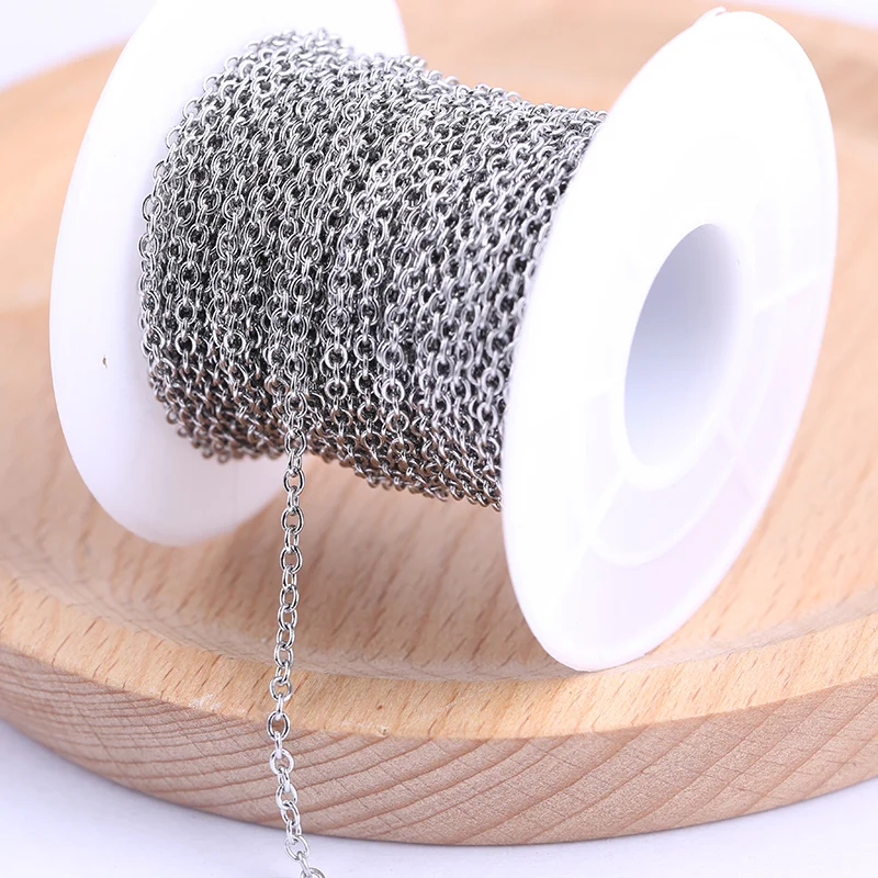 Reidgaller 10meters/roll stainless steel round link chains for necklace jewelry making diy charm pendant accessories