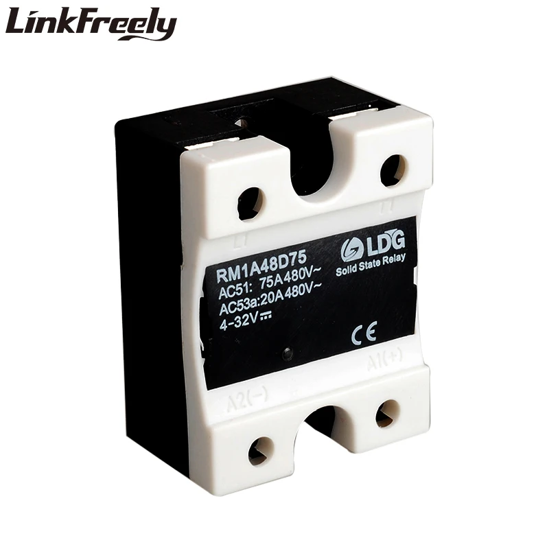 RM1A48D75 75A 220V SSR Relay Solid State DC AC 5pcs, 2SCR Output:42-530VAC Input: 4-32V DC,SMD Mini Voltage Relay Module