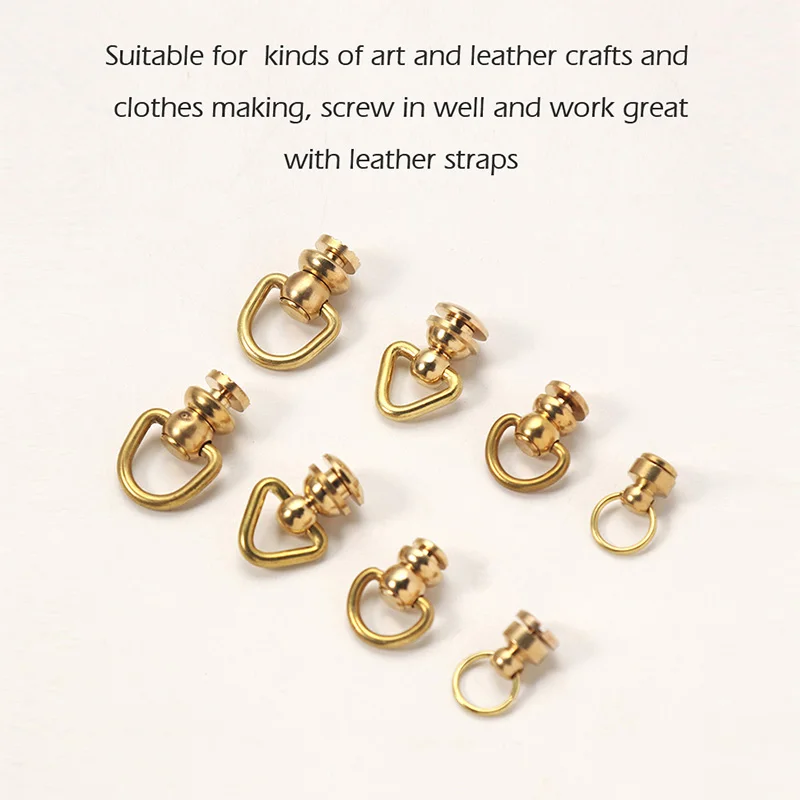 WUTA Brass Ball Chicago Stud Screw Rivets Nails Rotatable D Ring Wallet Chain Buckle Handle Connector DIY Leather Accessories