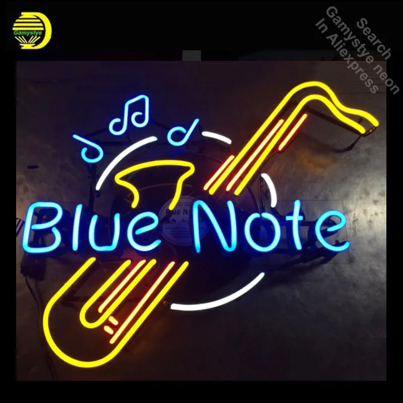 

Neon Sign for the Blue Note Saxophone Neon Bulb signs handcraft neon signboard icons music neon wall lights anuncio luminos Drop