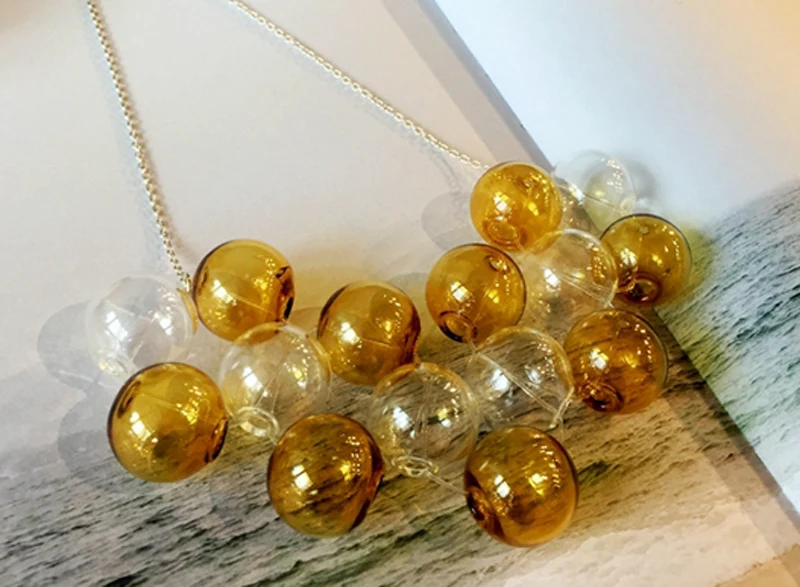Stunning Chic Candy Color Soap Bubble Necklace For Women Punk Party Yellow And Transparent Glass Ball Choker Necklace Femme