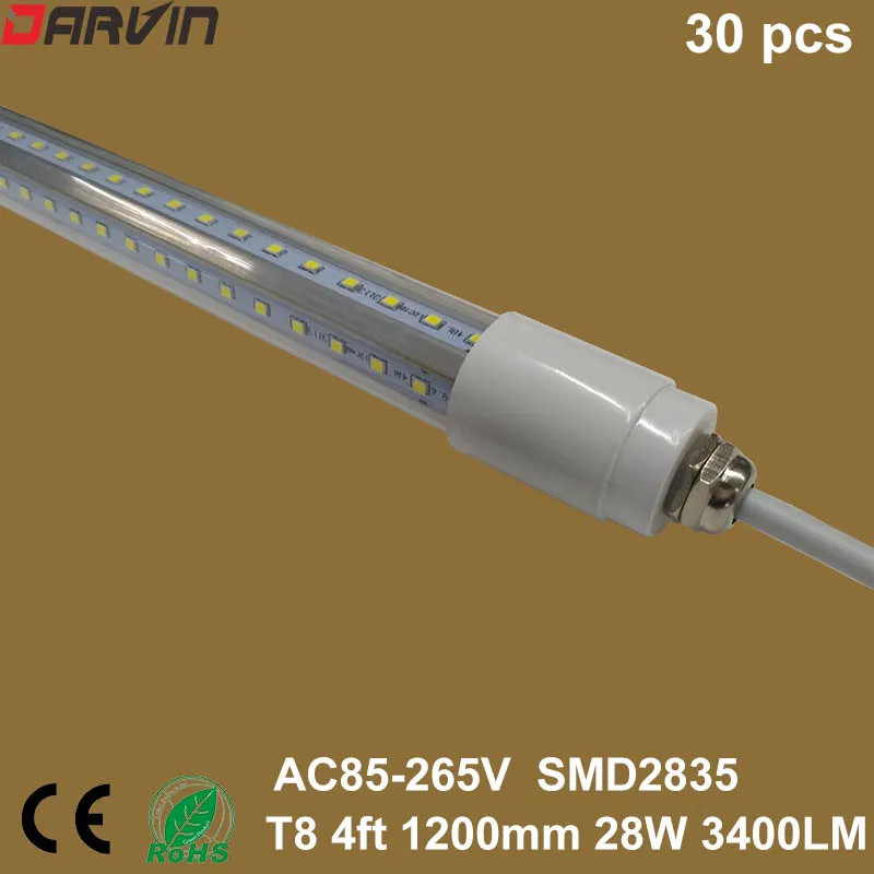 

T8 IP65 Waterproof Led Tube 120cm 4ft 28W V-Shade Waterproof Led Light Fluorescent Light Lamp AC85-265V 110V 220V for damp area