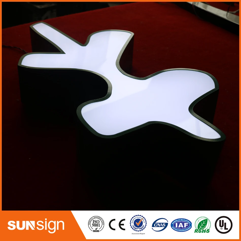 Frontlit led brief mit acryl panel für hochzeit