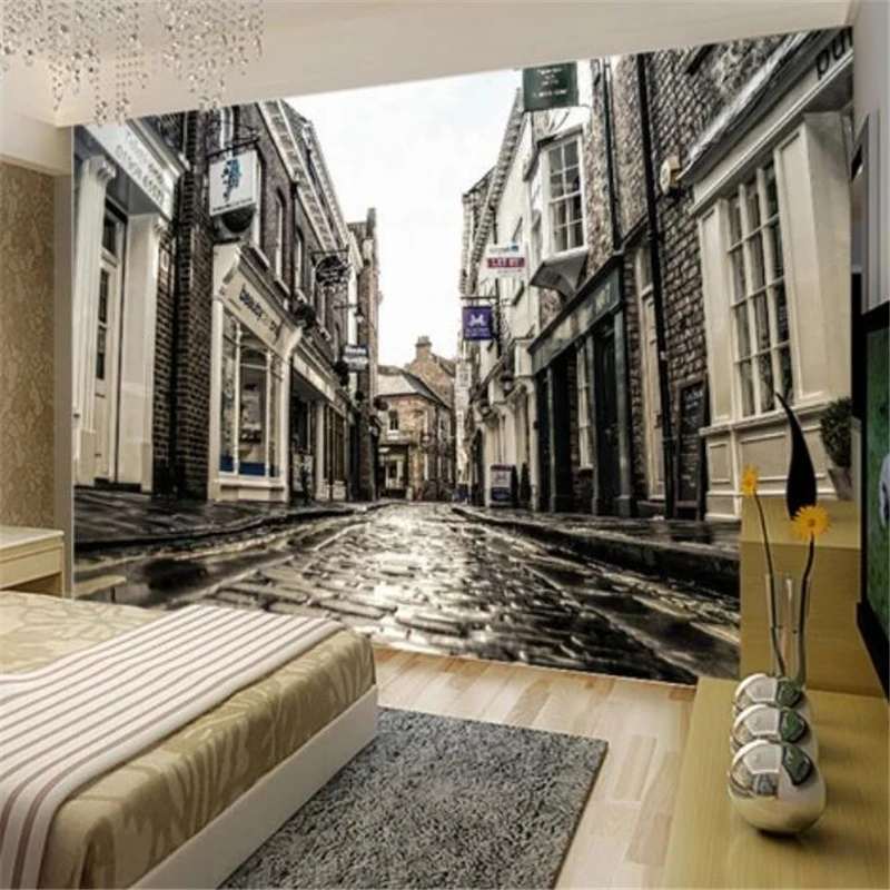 wellyu Custom Photo Wallpaper 3D European City Old Street Living Room Bedroom TV Background Wall Decorative Painting wall paper