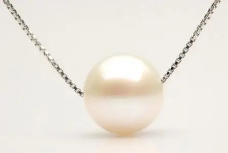 

free shipping CHARMING AAA 12MM SOUTH SEA GENUINE WHITE PEARL NECKLACE PENDANT SILVER CHAIN