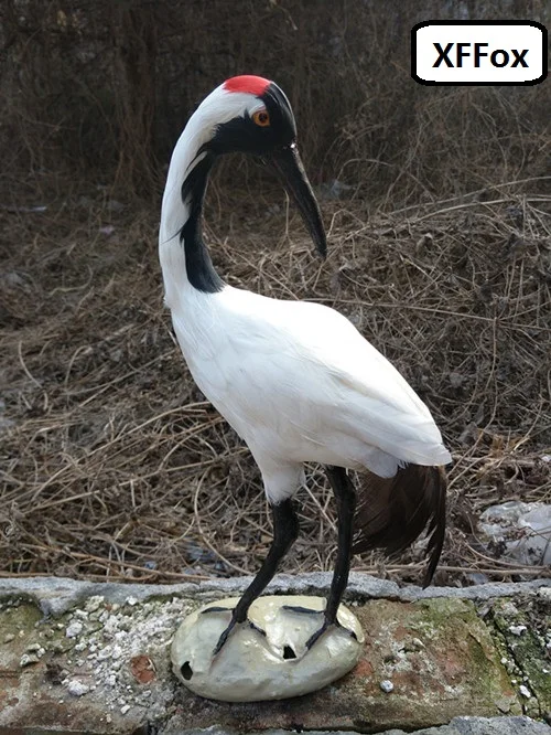 new simulation Red-crowned crane model resin&fur crane model gift about 37x19cm xf0665