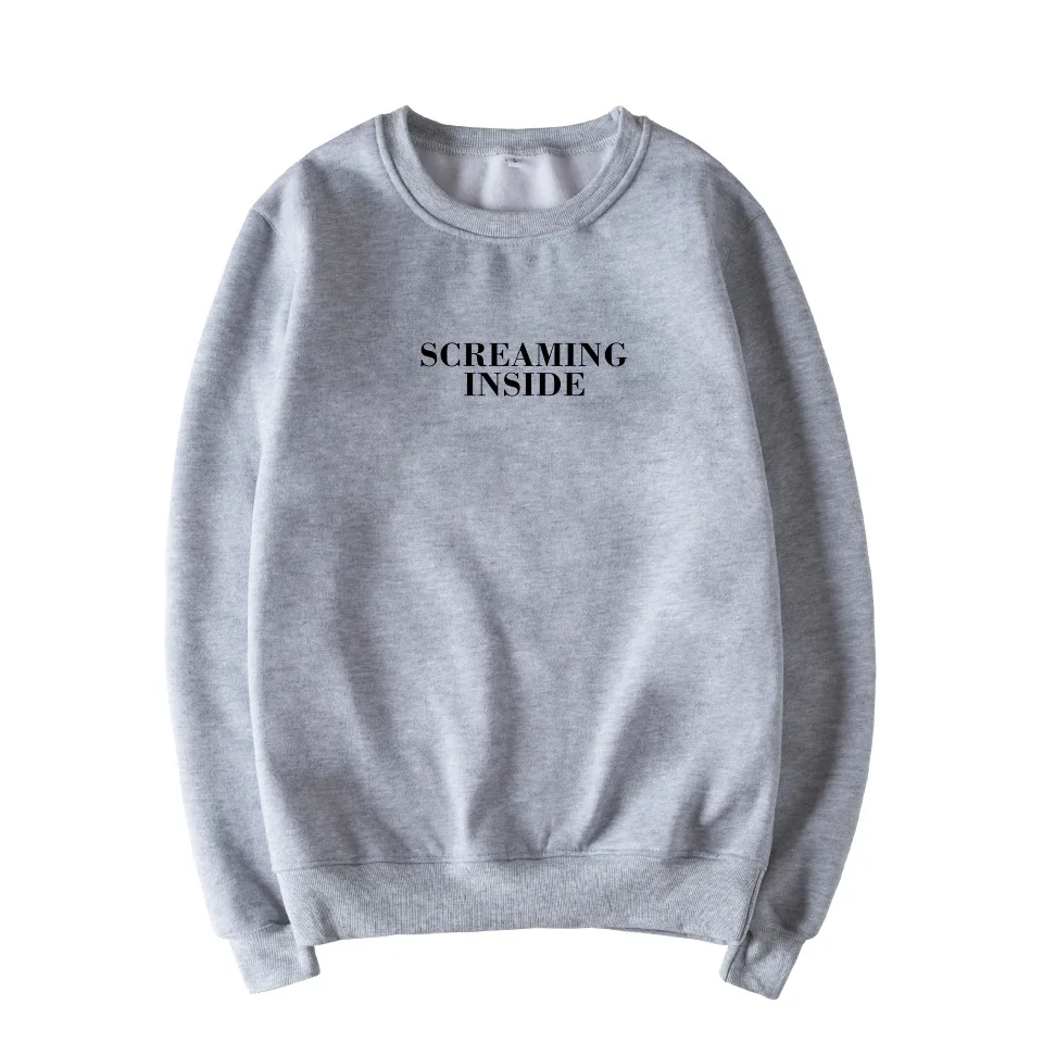 Skuggnas Screaming Inside Graphic Print Unisex Sweatshirt Instagram Jumper Long Sleeve Fashion Casual Tops Sweatshirt Drop ship