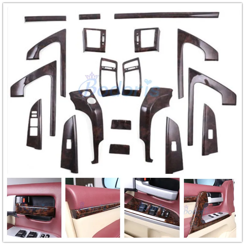 3 Color Interior Silver Wooden Color Trim Panel Cover Car Styling Chrome 2008-2015 For Toyota LC Land Cruiser 200 Accessories