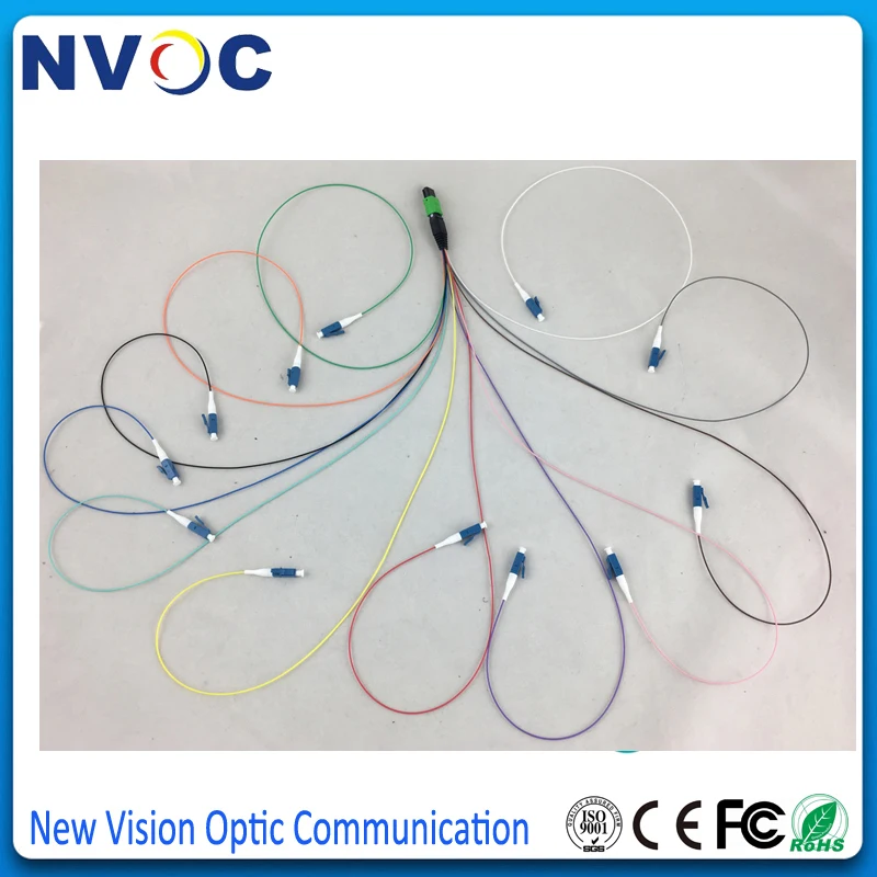 

2Pcs/Lot,MPO Female to 12cores harness LC/UPC Fiber Optic Fan Out Pigtail,Insertion loss:0.35dB,SM,SX,0.9mm,50cm Length