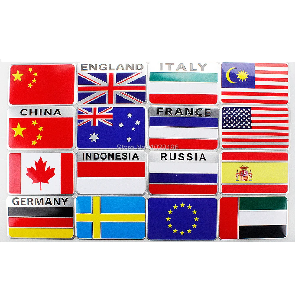

Cool Fashion Car Styling National Flag 3D Metal Chrome Aluminium Alloy Emblem Badge Sticker Decal Auto Accessory For Countries