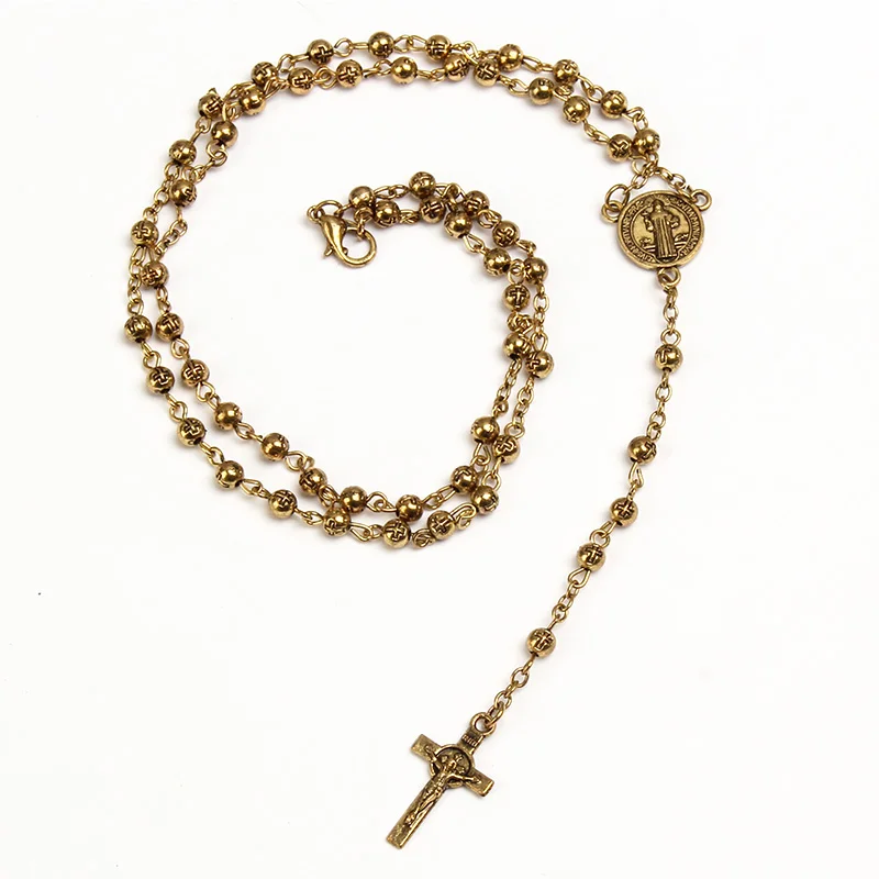 4mm cross rozenkrans rvs rozenkrans ketting rozenkrans dames mode ketting sieraden, Jezus rvs kruis ketting