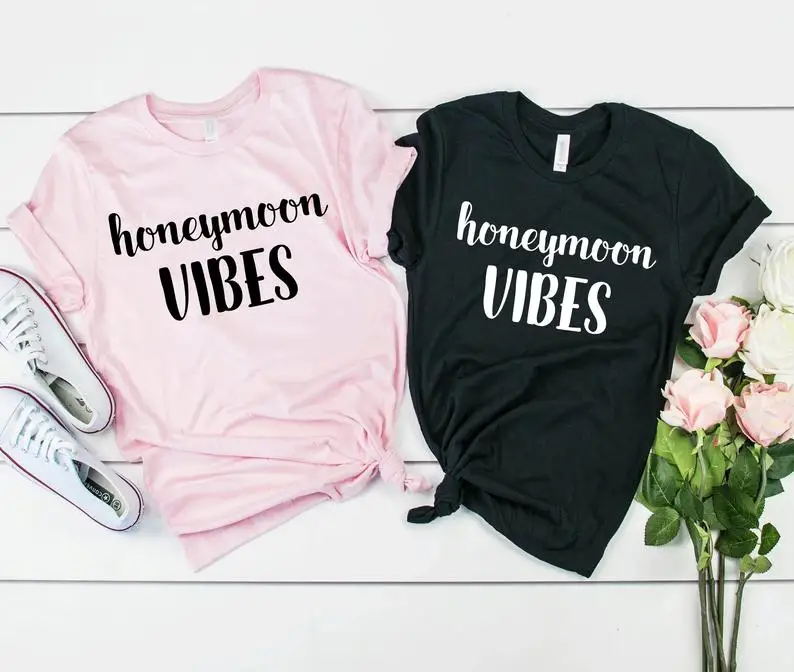 Skuggnas New Arrival Honeymoon Vibes T Shirt Honeymoon bound shirts Newlywed T-Shirts Wedding Shirts Honeymoon Gift Couple's Tee