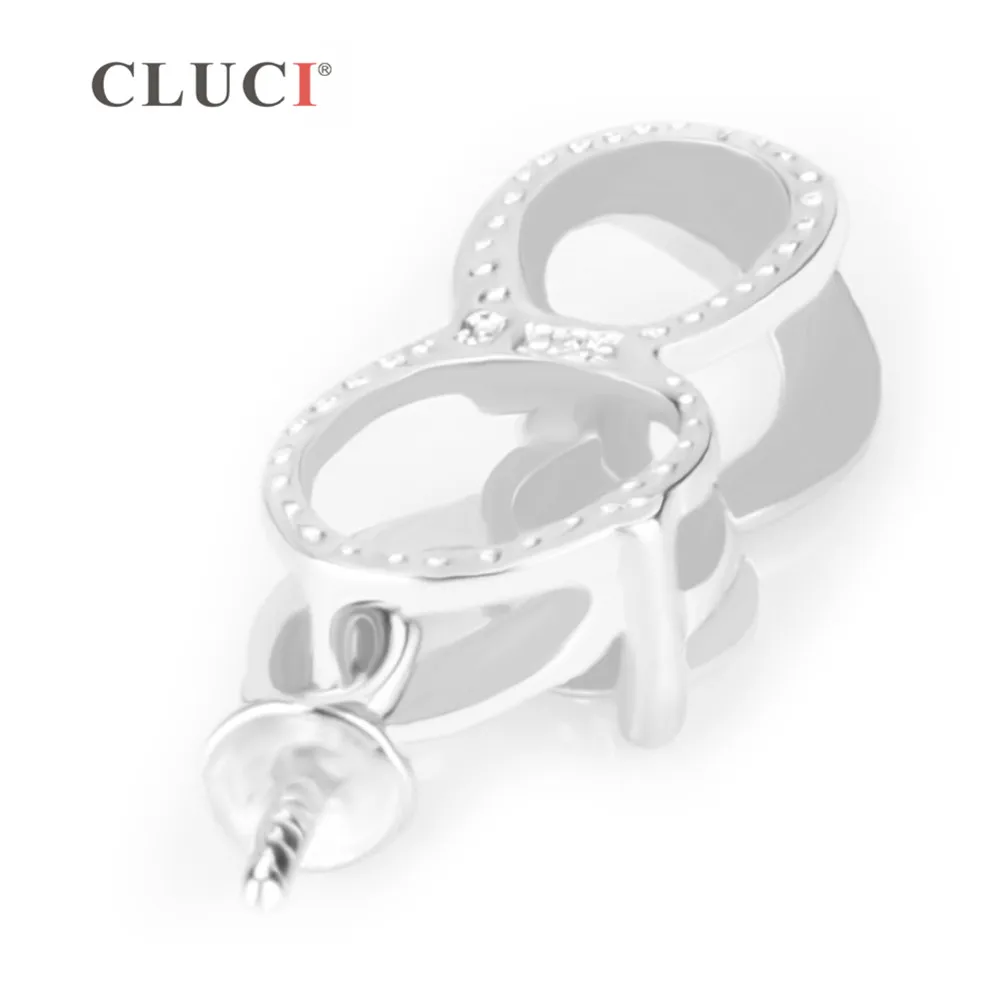 CLUCI 925 Sterling Silver Twist Women Charms Zircon Silver 925 Pearl Pendant Mounting Pendant Jewelry SP108SB