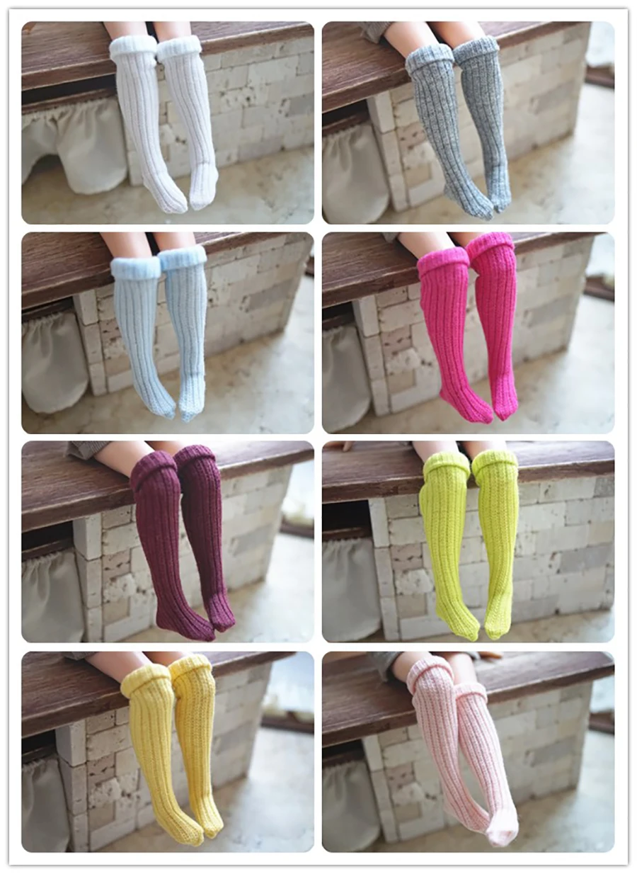 1 Pair doll’s Candy Colors Knee High Socks Cute Thread Socks for Blyth,Azone, barbis, Pullip 1/6 Dolls Socks Clothes for dolls