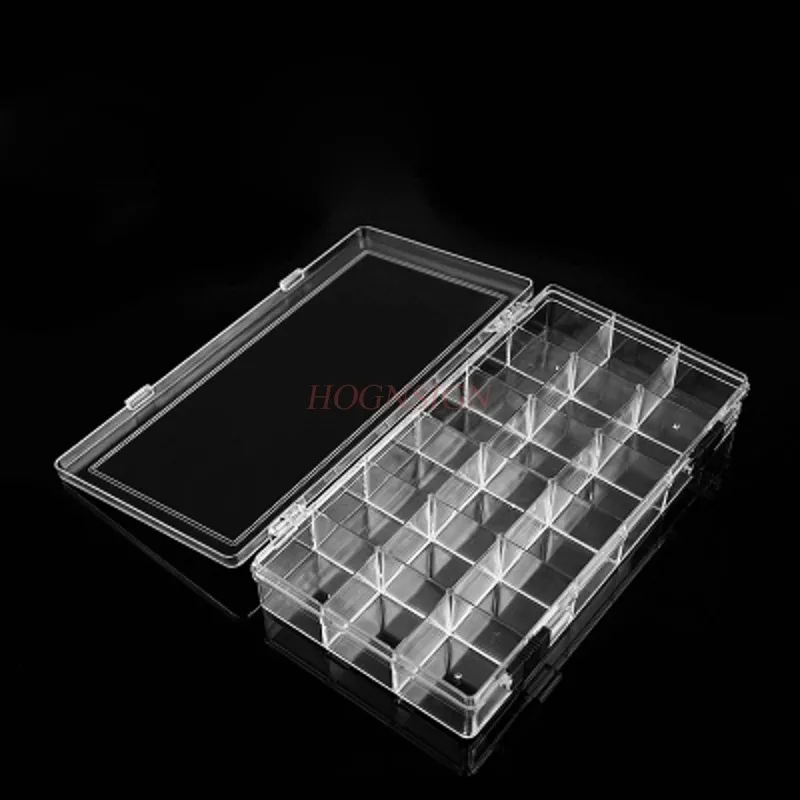 เครื่องมือทําเล็บ กล่องเก็บเครื่องประดับเล็บ 18 ตาราง เจาะ กล่องพลาสติกใส ขายเล็บ