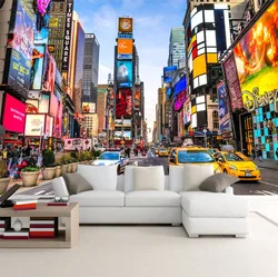 Custom 3D Photo Wall Paper Times Square New York Modern Street View Shop Bar Bedroom Living Room Theme Wallpaper 3D Stereo Mural
