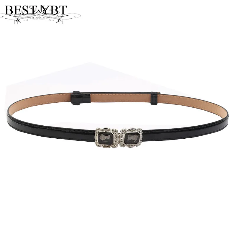 Best YBT Women Belt Imitation Leather Alloy Drill Hook Buckle Belt Thin Skirt Decorative Fashion Leisure Adjustable Women Belt