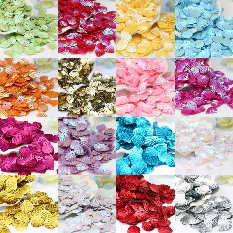 80Pcs/Lot 18mm Large Shell Shape Loose Sequins Paillettes Sewing Embellishment Findings Wedding Craft,Garments Accessories