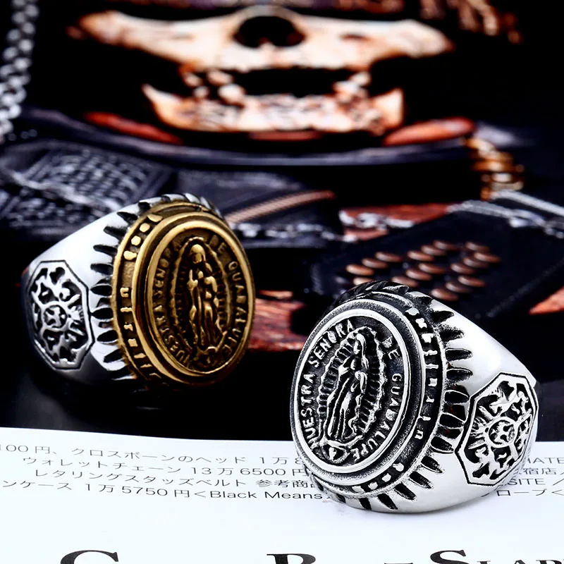 Beier new arrive 316L Stainless Steel domineering figure man Ring Fashion Jewelry Virgin Mary men Ring gift LLBR8-281R