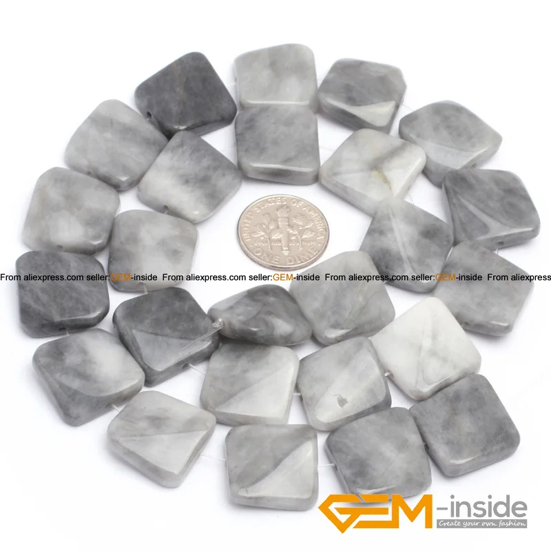 16mm Square Wave Natural Stone Beads For Jewelry Making:Rose Quartzs,Carnelian,Moss agat,Tiger Eye,Sodalite,Strand 15\