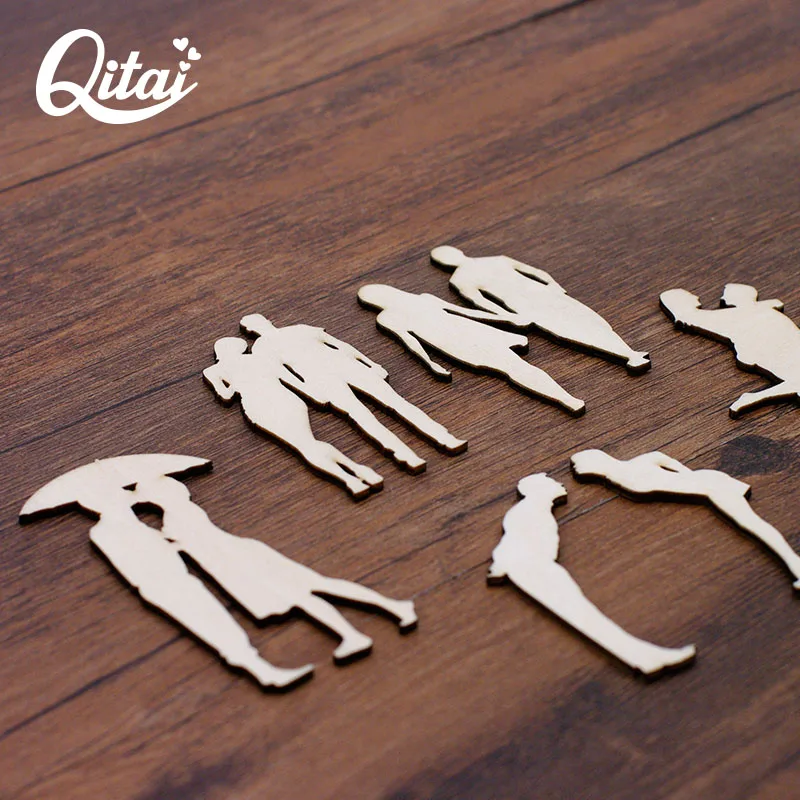Man Woman Couples QITAI 30PCS/SET 6 Models Wooden For Love DIY Decoration Party Wedding Crafts Scrapbooking Gift Handmade WF305