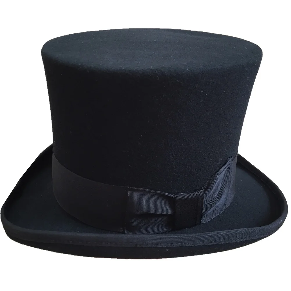 Black  Top Hat Wool Gentleman Steampunk Groom Wedding High Top Hat  Cylinder Chimney Pot Hat Topper