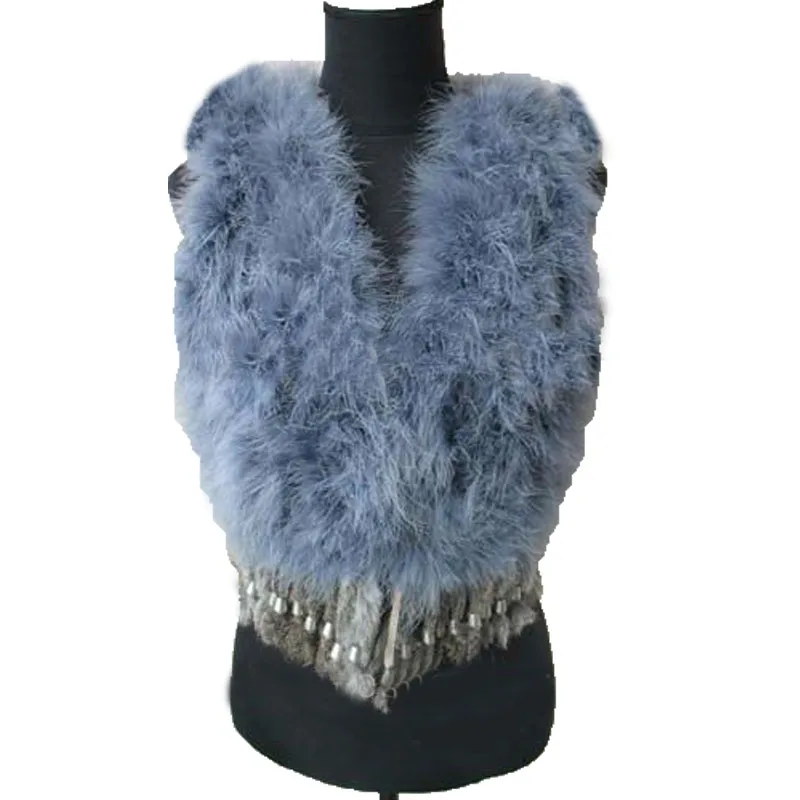 Genuine Real Ostrich Feather Fur Vest/ Coat With Tassel Women