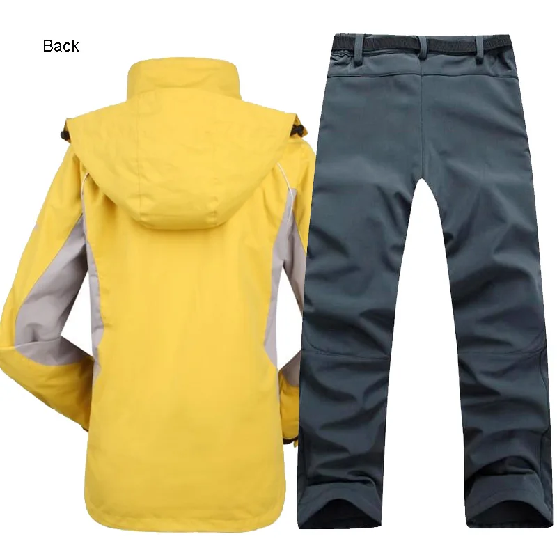 Outdoor Jacket&Pants Suit Hiking Camping Climbing Waterproof Windproof Thermal Thicken Coat And Trousers Winter Women Ski Set