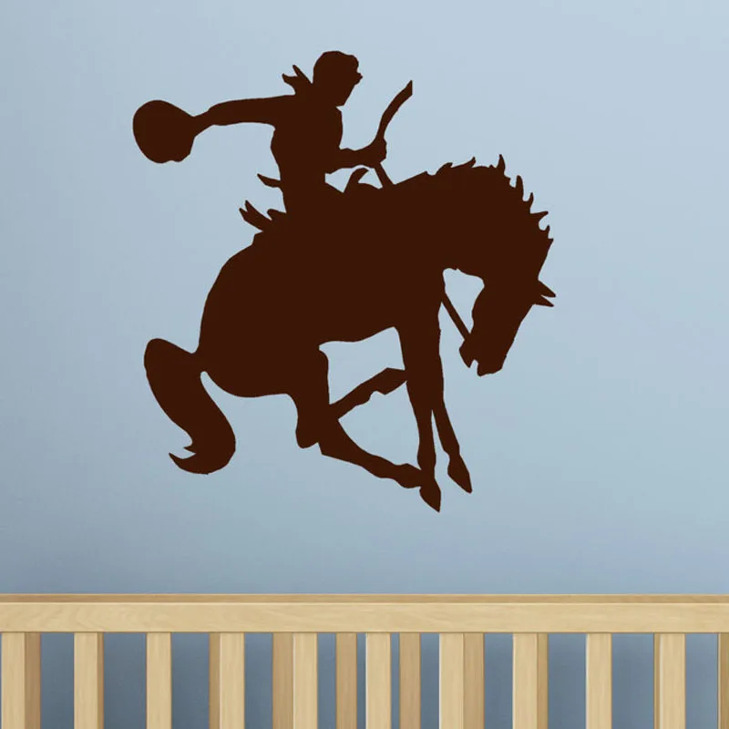 ZOOYOO Cowboy Horse Wall Decal Sticker Kids Western Decor Home Decoration Living Room Bedroom Wallpaper