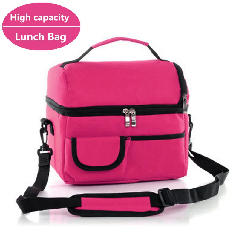 

Women Kids Thermal Lunch Bag Box Double Layer Shoulder Thicker insulated Cooler Storage Pack weekend Picnic Food Containers New