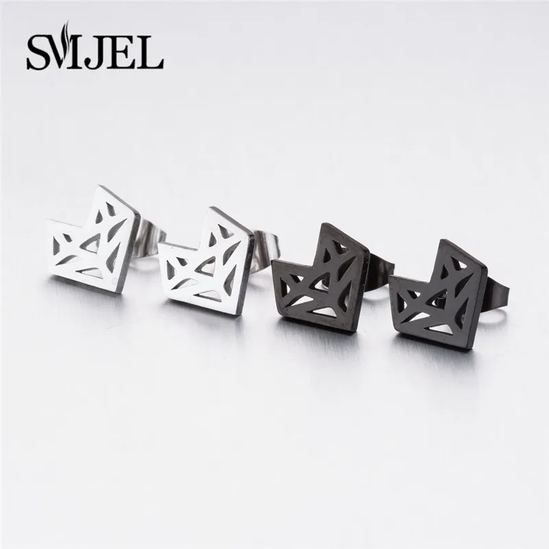 Smjel fox ohrringe schwarz edelstahl ohrringe modeschmuck kleine geometrische tier ohrringe piercing aretes de mujer