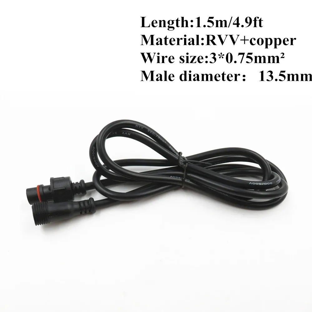 3 core black waterproof connector,T type splitters,pigtail connector, extension cable,Male and Female Ends Push In