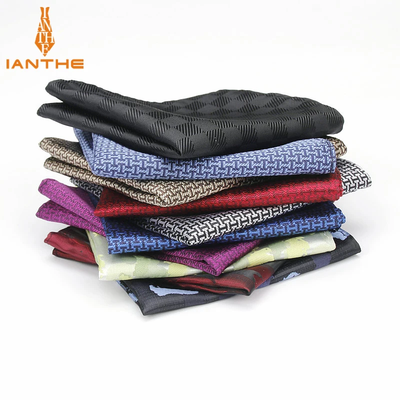 Mens Brand Pocket Square Geometric Pattern Handkerchief Fashion Hanky For Men Business Suits Hankies Towel Accessories 25cm*25cm