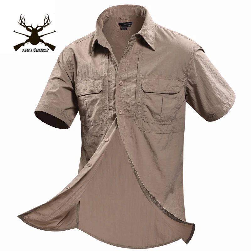 MEGE militar-Camisa de manga corta para hombre, Camisa informal de marca, ropa Social, verano, 2XL