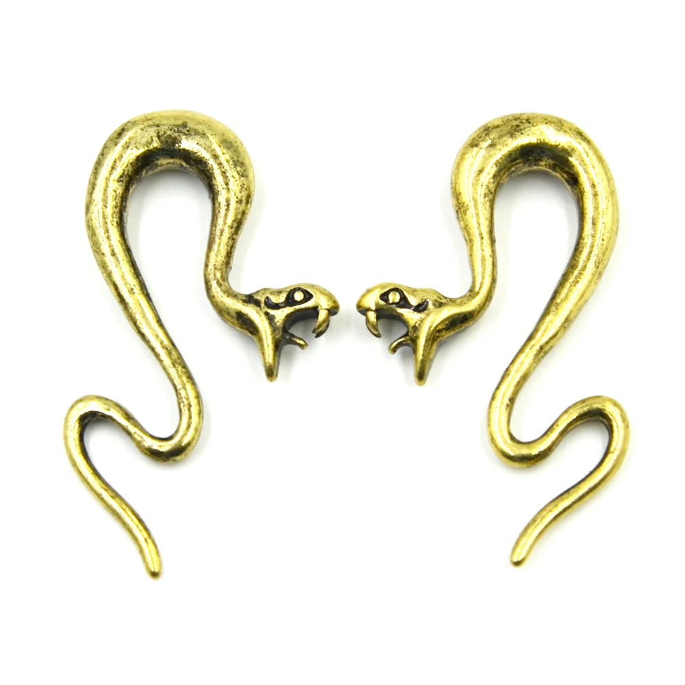 PAIR Brass Snake Ear Weight Hanger Swirl Earring Taper Spiral Stretcher Gauge Piercing Body Jewelry Expander