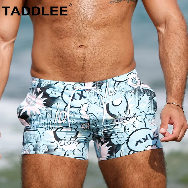 Taddlee Brand Men\'s Swim Trunks Boxer Long Swimwear Swimsuits Beachwear Surf Board Shorts Bathing Suits Men Quick Dry Plus Size