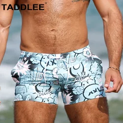 Taddlee Brand Men's Swim Trunks Boxer Long Swimwear Swimsuits Beachwear Surf Board Shorts Bathing Suits Men Quick Dry Plus Size