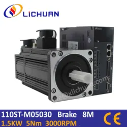 Lichuan AC servo motor with brake for 1.5KW servo motor brake +driver 110ST-M05030 5Nm 3000rpm servo motor 1.5KW for CNC kit