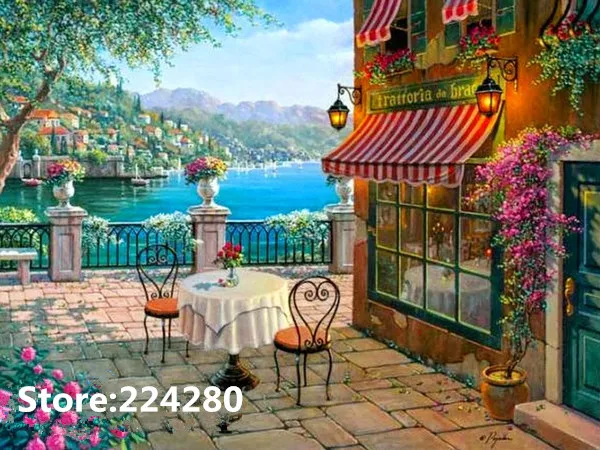 

Lakeside restaurant leisure area Needlework,Cross stitch,Bricolage Embroidery kits Patterns Cross-Stitching,DIY Handmade