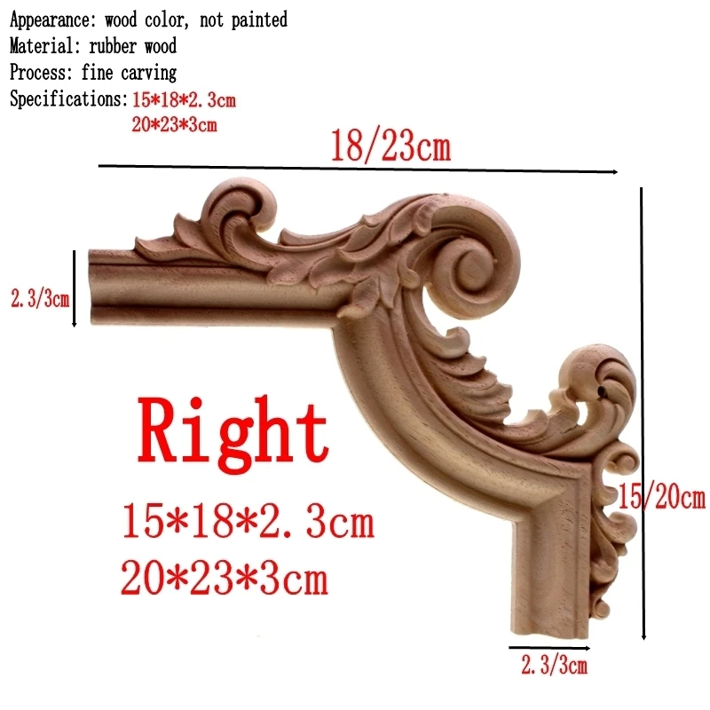 RUNBAZEF Wholesale Exquisite Classic Rubber Wood Carved Applique Furniture Natural Decal Color Home Decoration Accessories