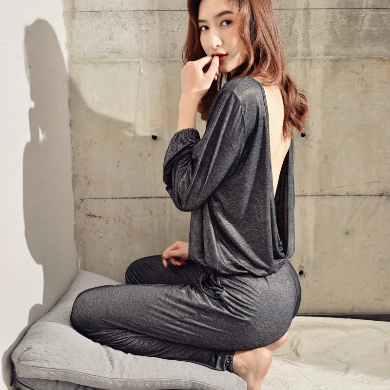 yomrzl A815 New arrival spring and autumn women's pajama set sexy back sleep set sexy indoor clothes