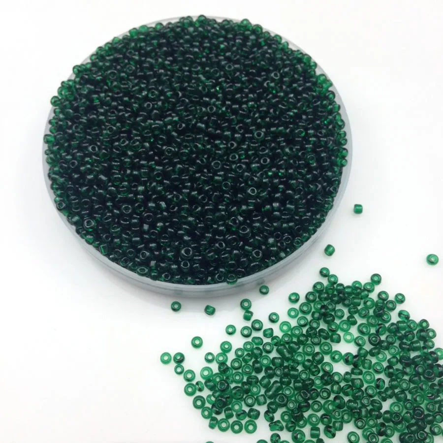 16g 1000pcs 2mm Dark Green Transparent Round Loose Spacer Beads Cezch Glass Seed Beads Handmade Jewelry Making DIY Garment Bead