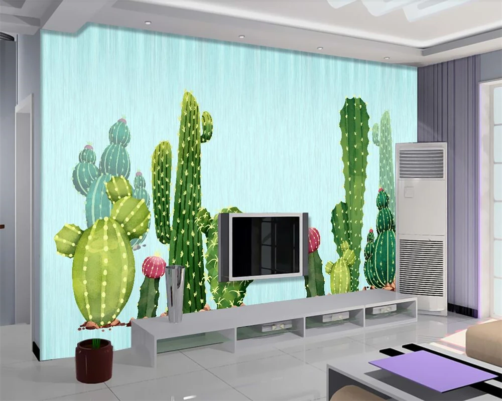 

Beibehang Custom wallpaper home decor mural cacti watercolor garden living room bedroom TV sofa background walls 3d wallpaper