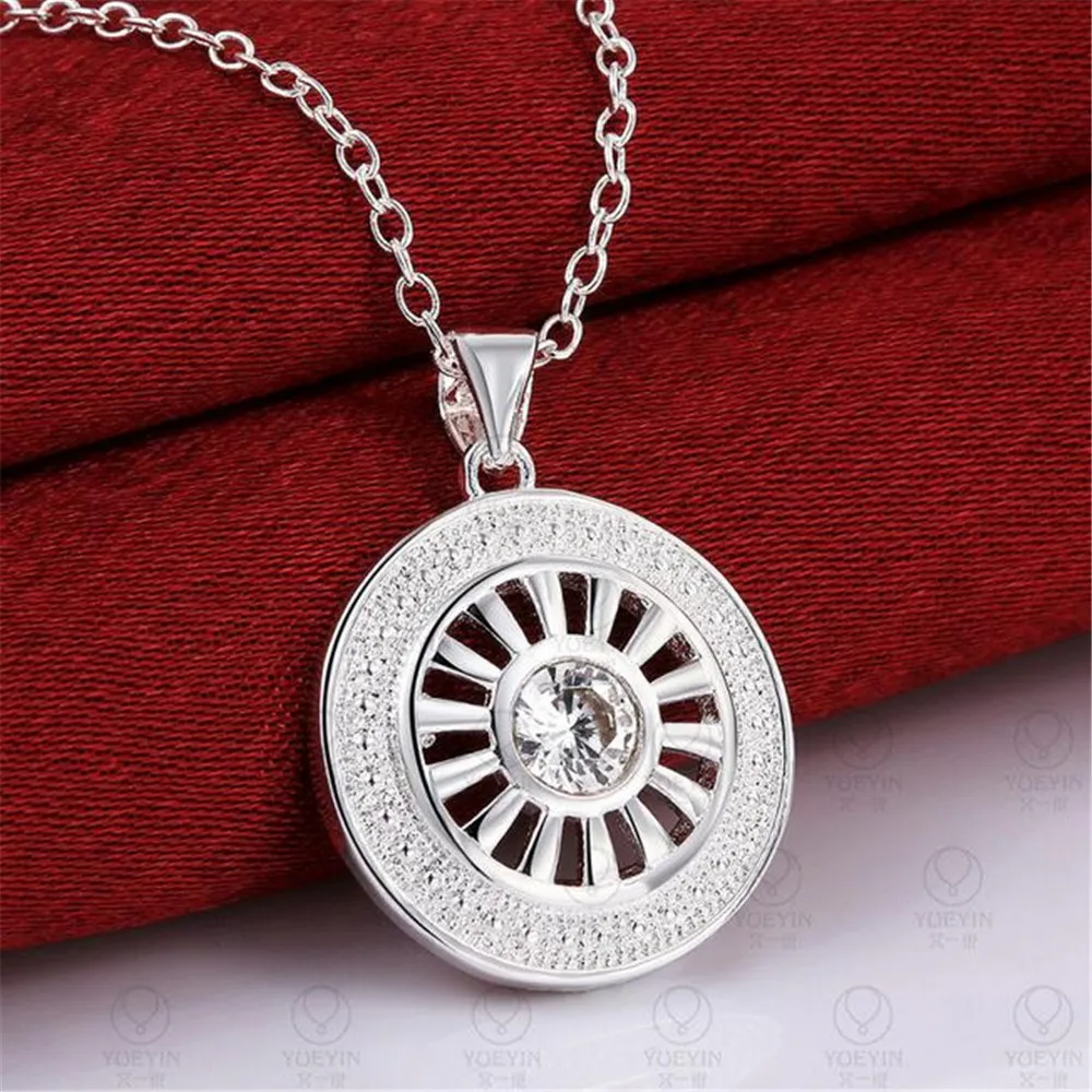 Italy High quality circels cz zircon jewelry silver 925 pendants necklace with 45cm chains for women drop ship wholesalers