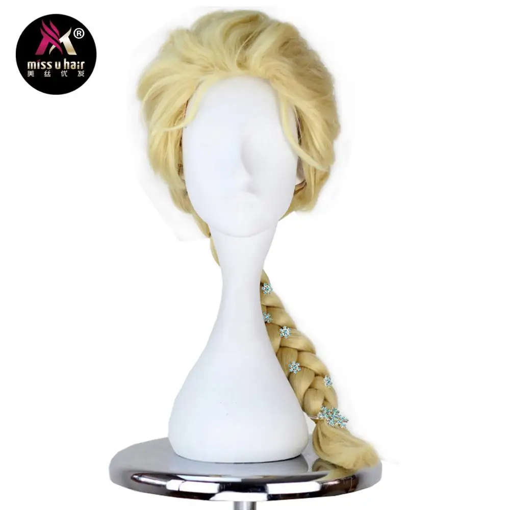 Miss U Hair Synthetic Princess Child Adult Wig Long Straight Braid Hair Halloween Cosplay Costume Wig with Hairpin Accessories