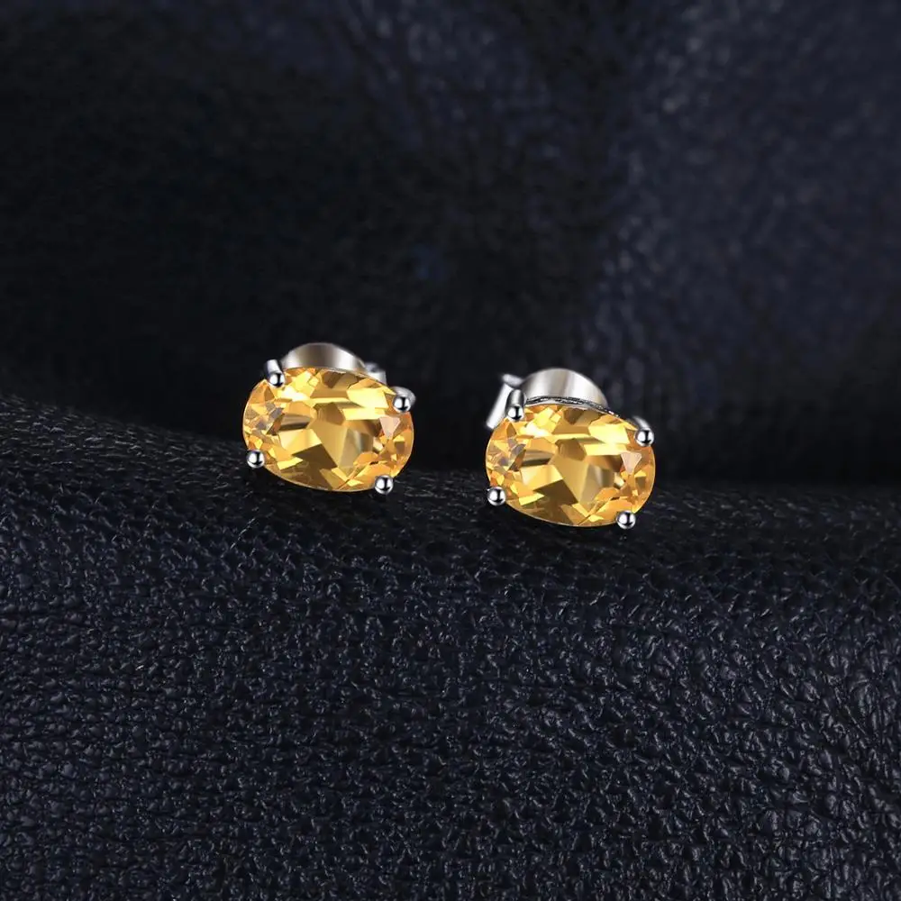 JewelryPalace Oval Cut Genuine Natural Yellow Citrine 925 Sterling Silver Stud Earrings for Women Fashion Gemstone Jewelry