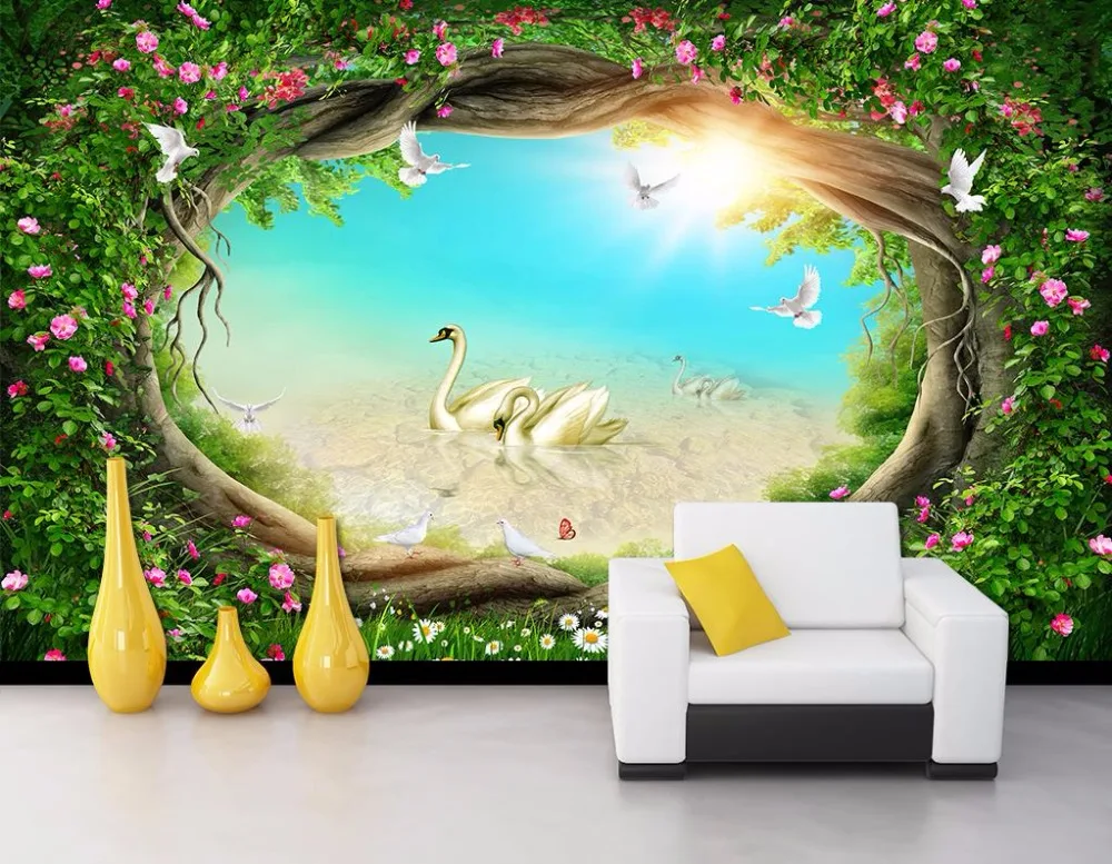 

Custom 3d wallpapers Living room bedroom Fairytale Forest 3 d wallpaper for walls TV background wall painting