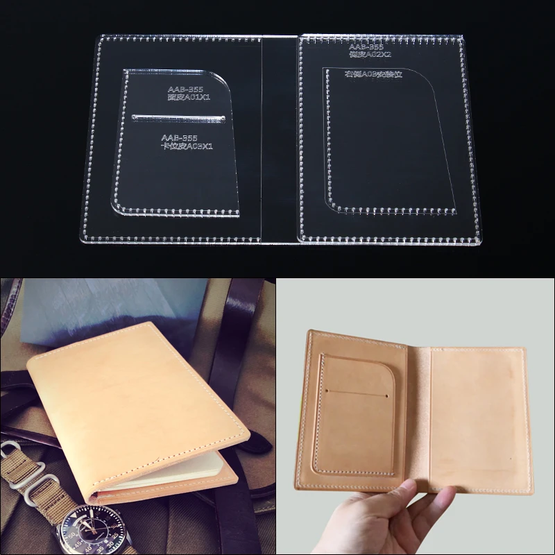 1 Set Handmade DIY Passport holder wallet Acrylic Template Leather Pattern Leathercraft Template Tools 11*15.5*1cm