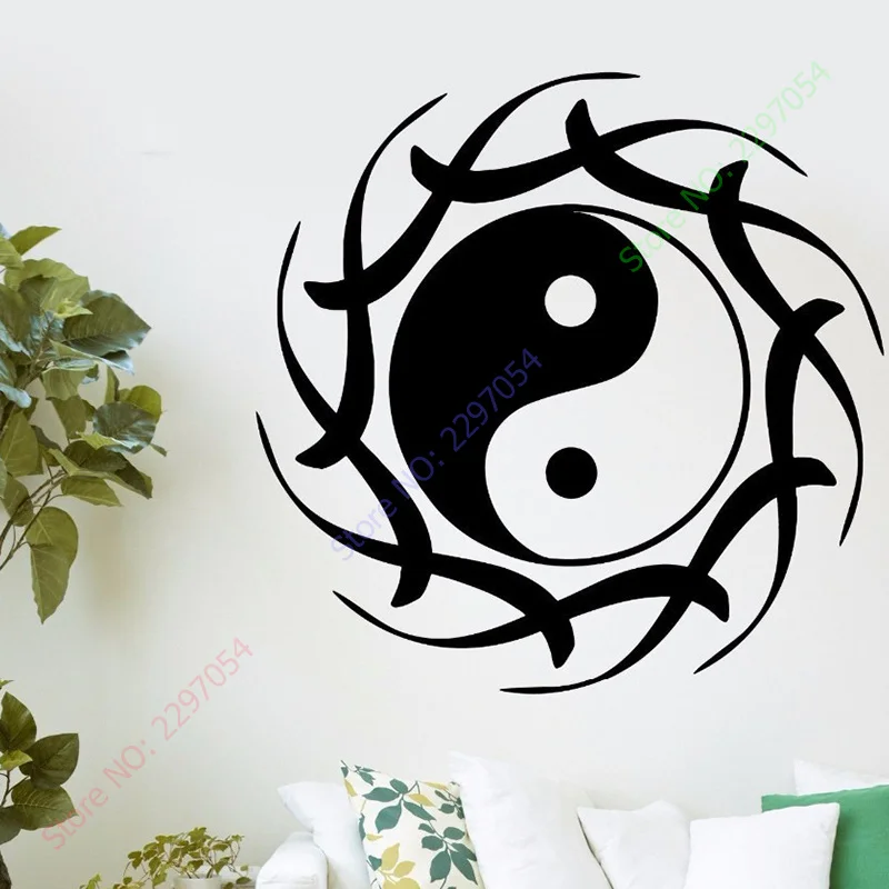 Wall Decal Buddha Yin Yang Lotus Meditation OM Vinyl Wall Sticker Home Decor Size 56x56cm